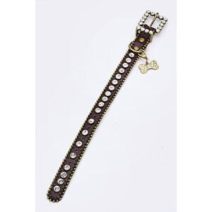 Ball Chain Crystal Dog Collar -Brown